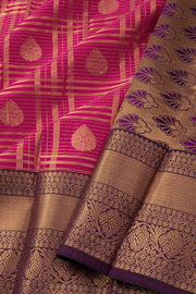 Pink Kanjivaram Vegan Silk Saree 10076036