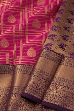 Pink Kanjivaram Vegan Silk Saree 10076036