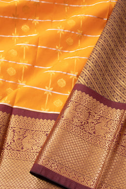 Yellow Kanjivaram Vegan Silk Saree 10076040