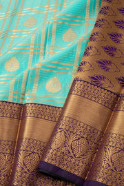 Blue Kanjivaram Vegan Silk Saree 10076043