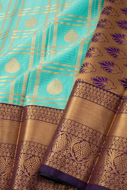 Blue Kanjivaram Vegan Silk Saree 10076043
