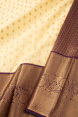 Cream Kanjivaram Vegan Silk Saree 10076045