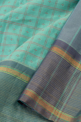 Green Art Silk Kanjivaram Saree With Checks Design 10076308