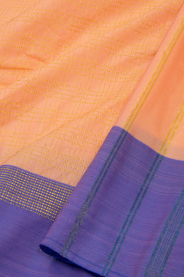 Peach Art Silk Kanjivaram Saree With Checks Design 10076310