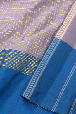 Lavender Art Silk Kanjivaram Saree With Checks Design 10076311