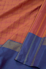 Brown Art Silk Kanjivaram Saree With Checks Design 10076312