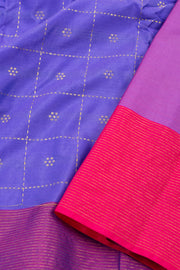 Purple Art Silk Kanjivaram Saree With Checks Design 10076315