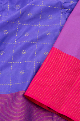 Purple Art Silk Kanjivaram Saree With Checks Design 10076315