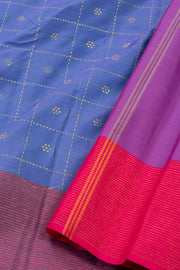  Blue Art Silk Kanjivram Saree With Checks Design 10076318