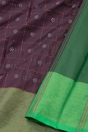  Brown Art Silk Kanjivram Saree With Checks Design 10076316