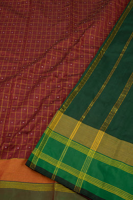 Maroon Art Silk Kanjivaram Saree With Checks Design 10076320