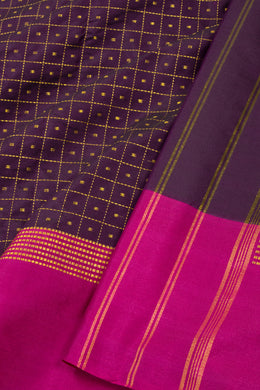 Brown Art Silk Kanjivaram Saree With Checks Design 10076322