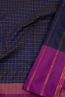 Blue Art Silk Kanjivaram Saree With Checks Design 10076323