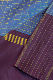 Blue Art Silk Kanjivaram Saree With Checks Design 10076325