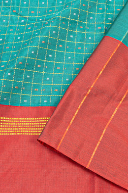 Green Art Silk Kanjivaram Saree With Checks Design 10076326