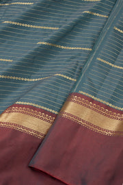 Green Art Silk Kanjivaram Saree With Stripes Design 10076331