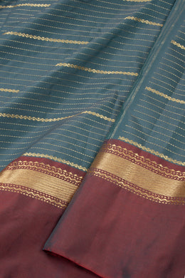 Green Art Silk Kanjivaram Saree With Stripes Design 10076331