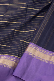 Blue Art Silk Kanjivaram Saree With Stripes Design 10076332