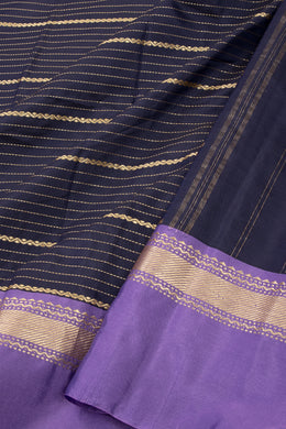 Blue Art Silk Kanjivaram Saree With Stripes Design 10076332