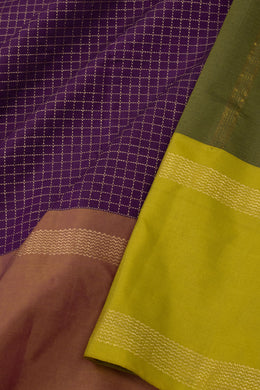 Purple Art Silk Kanjivaram Saree With Checks Design 10076334