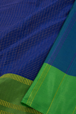 Blue Art Silk Kanjivaram Saree With Checks Design 10076337