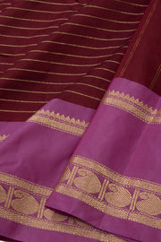 Brown Art Silk Kanjivaram Saree With Stripes Design 10076340
