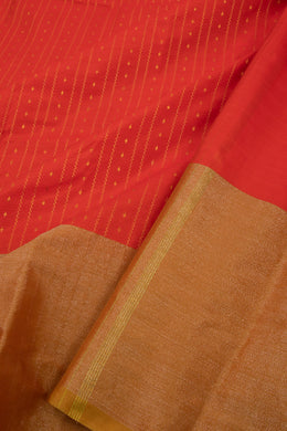 Red Art Silk Kanjivaram Saree With Stripes Design 10076341