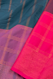 Blue Art Silk Kanjivaram Saree With Stripes Design 10076344