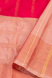 Pink Art Silk Kanjivaram Saree With Stripes Design 10076345