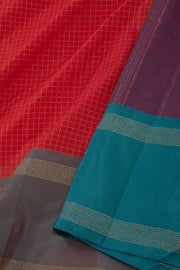 Red Art Silk Kanjivaram Saree With Checks Design 10076347