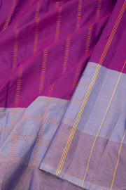 Purple Art Silk Kanjivaram Saree With Stripes Design 10076348