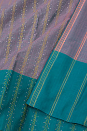 Lavender Art Silk Kanjivaram Saree With Stripes Design 10076350