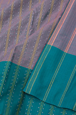 Lavender Art Silk Kanjivaram Saree With Stripes Design 10076350