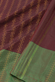 Brown Art Silk Kanjivaram Saree With Stripes Design 10076351