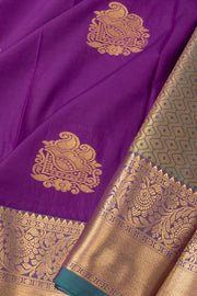 Purple Kanjivaram Vegan Silk Saree with Contrast Pallu 10073881