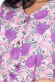  Lavender Hand Block Printed Cotton Crop Top 10074301