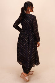 Black Printed Cotton Kurta Co-ord Set 10075952