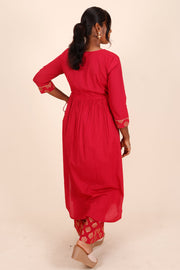 Hot Pink Printed Cotton Kurta Co-ord Set 10075953