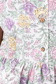 White Hand Block Printed Cotton Crop Top 10074288