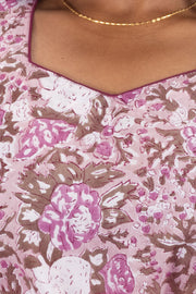 Purple Hand Block Printed Cotton Crop 10074293