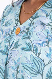 Blue Hand Block Printed Cotton Crop Top 10074300lue