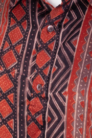 Brown Full Sleeve Jahota Print Modal Silk Mens Shirt 10074380