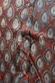 Maroon Full Sleeve Jahota Print Modal Silk Mens Shirt 10074381