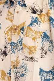 Cream Half Sleeve Ajrakh Printed Cotton Mens Shirt 10072712