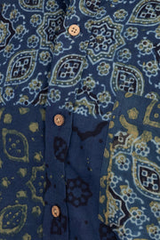 Blue Half Sleeve Ajrakh Printed Cotton Mens Shirt 10072713