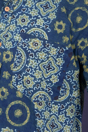 Green Half Sleeve Ajrakh Printed Cotton Mens Shirt 10072993