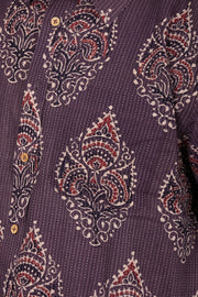Brown Half Sleeve Ajrakh Printed Cotton Mens Shirt 10073053