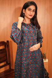 Indigo Hand Block Printed Cotton Kurta 10062691