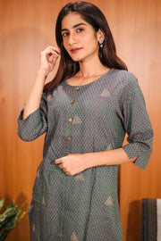 Green Hand Embroidered Kurta 10062698