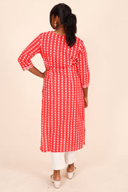 Red Printed Cotton Kurta 10075948